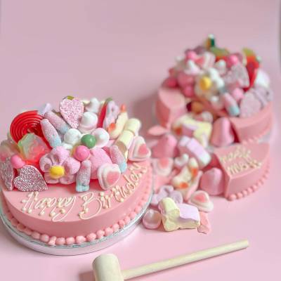 Personalised Pink Smash Cake