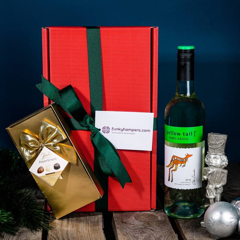 Christmas White Wine and Belgian Chocolates Hamper | Funky Hampers